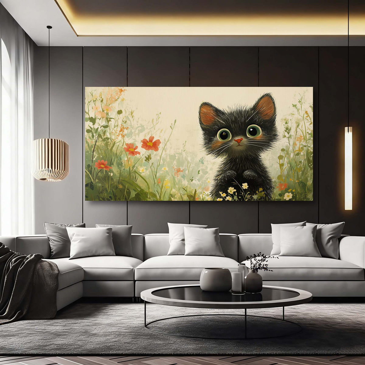 Black Pretty Floral Canvas Wall Art for Living Room Prints Artwork Bedroom Office Decor