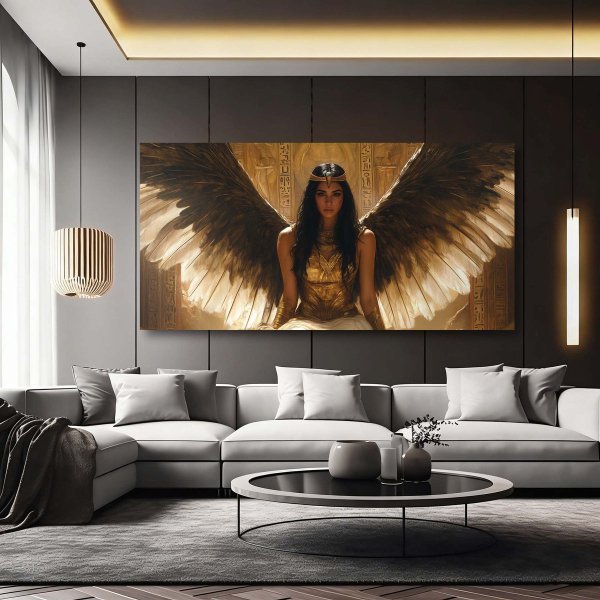 Gold Fantasy Religious Wall Art Art Deco Painting Prints Canvas Artwork Living Room Family Bedroom Office Decor