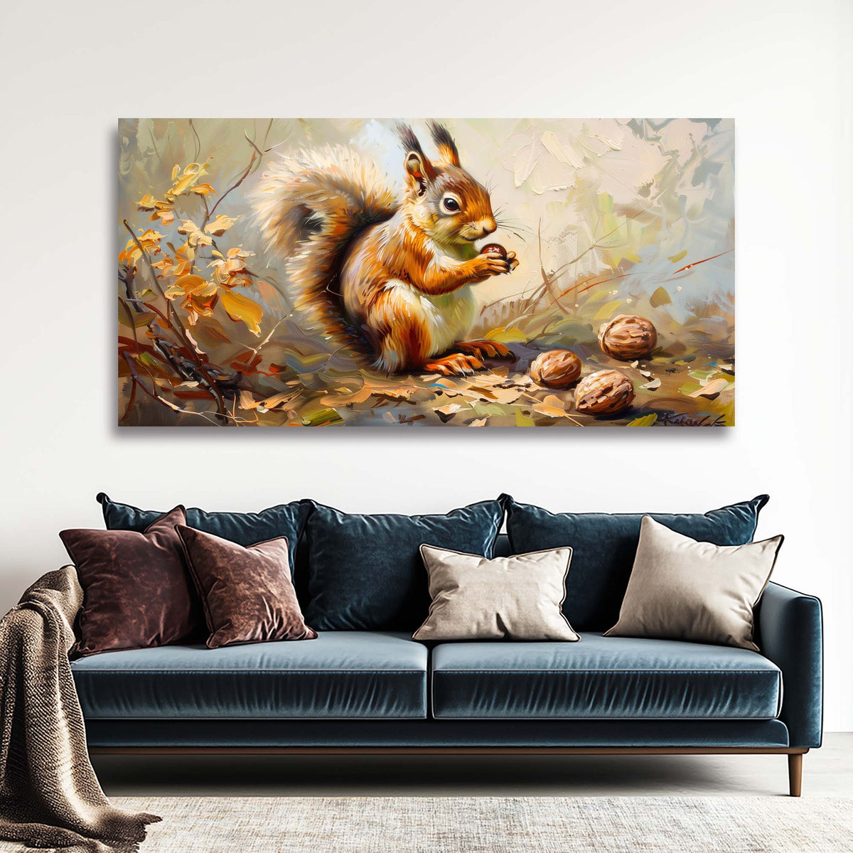 Navy Blue Wildlife Animals Canvas Wall Art for Living Room Prints Artwork Bedroom Office Decor