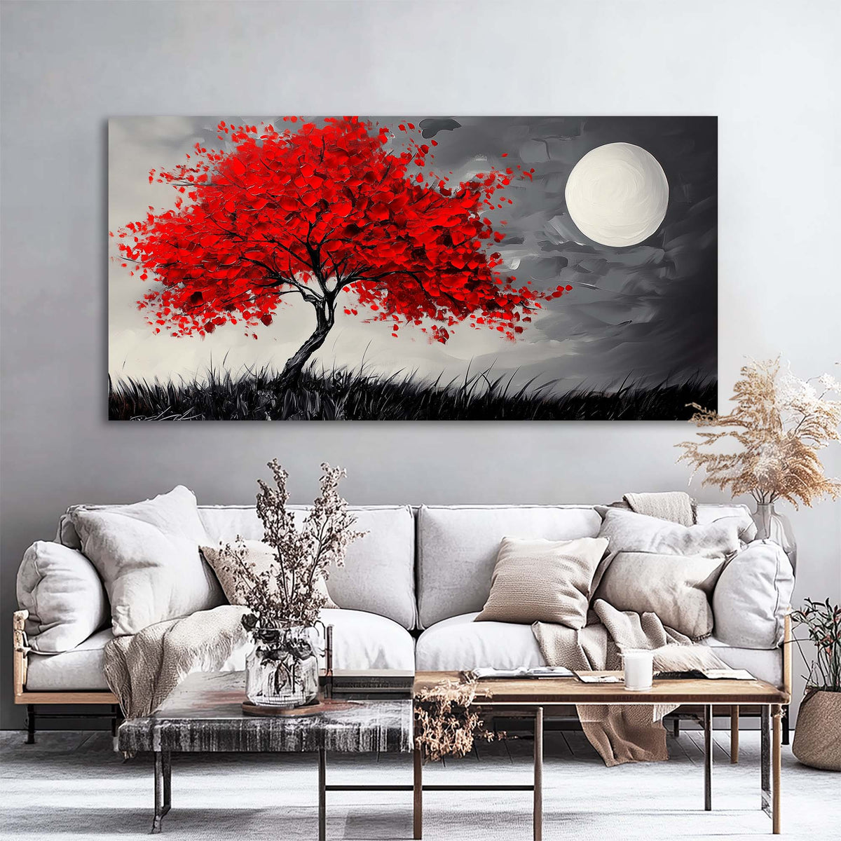 White Mysterious Abstract Wall Art Canvas Painting Prints Artwor Office Bedroom Living Room Decor