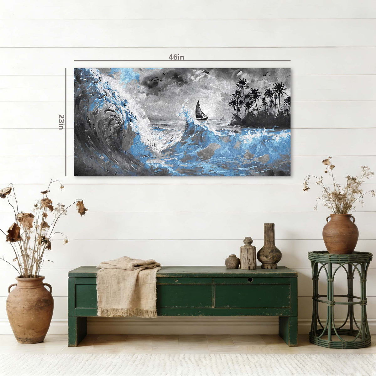 Navy Blue Nautical Nature Wall Art Modern Canvas Painting Prints Artwork Office Hallway Bedroom Living Room Decor