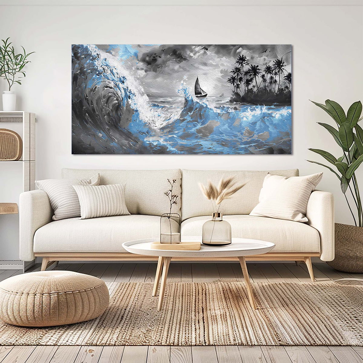 Navy Blue Nautical Nature Wall Art Modern Canvas Painting Prints Artwork Office Hallway Bedroom Living Room Decor
