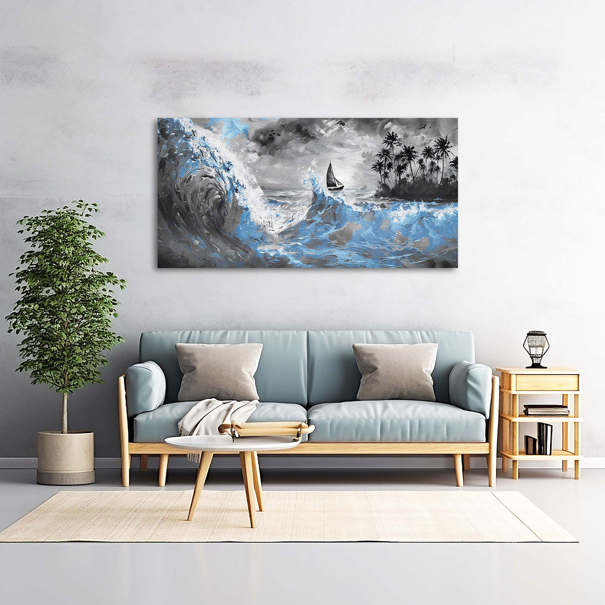 Navy Blue Nautical Nature Wall Art Modern Canvas Painting Prints Artwork Office Hallway Bedroom Living Room Decor