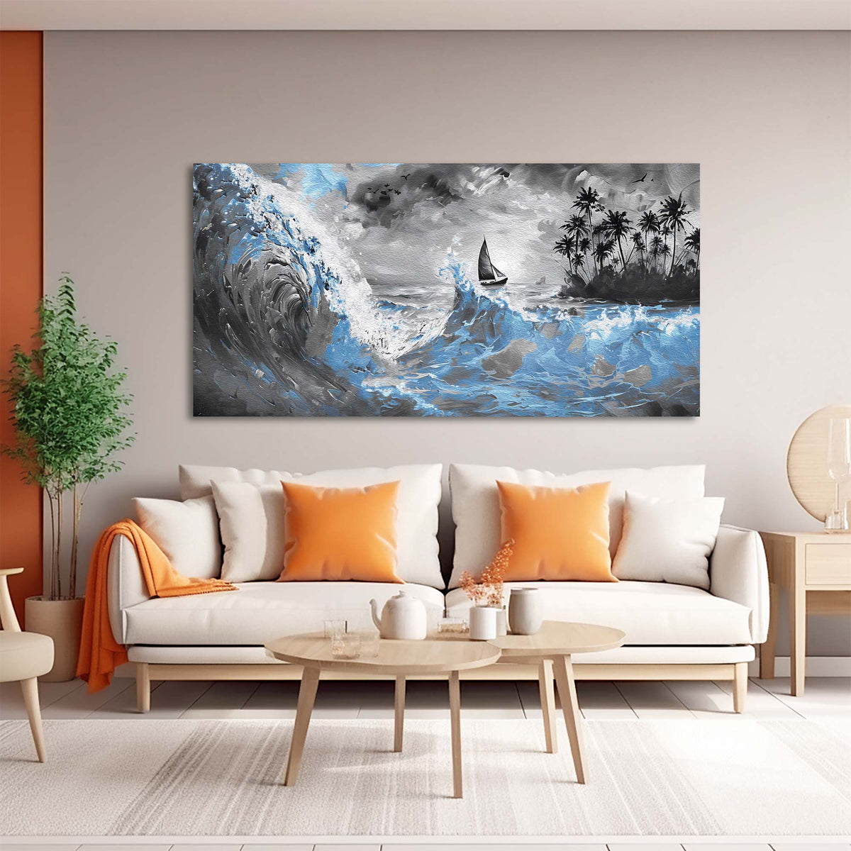 Navy Blue Nautical Nature Wall Art Modern Canvas Painting Prints Artwork Office Hallway Bedroom Living Room Decor