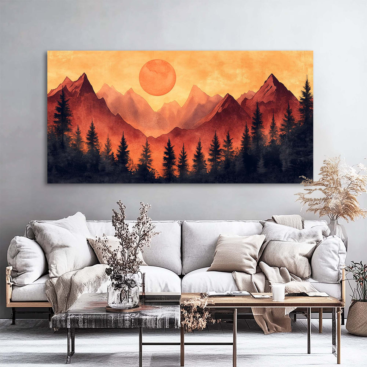 Red Mysterious Nature Wall Art for Living Room Canvas Painting Prints Artwork Family Bedroom Office Decor
