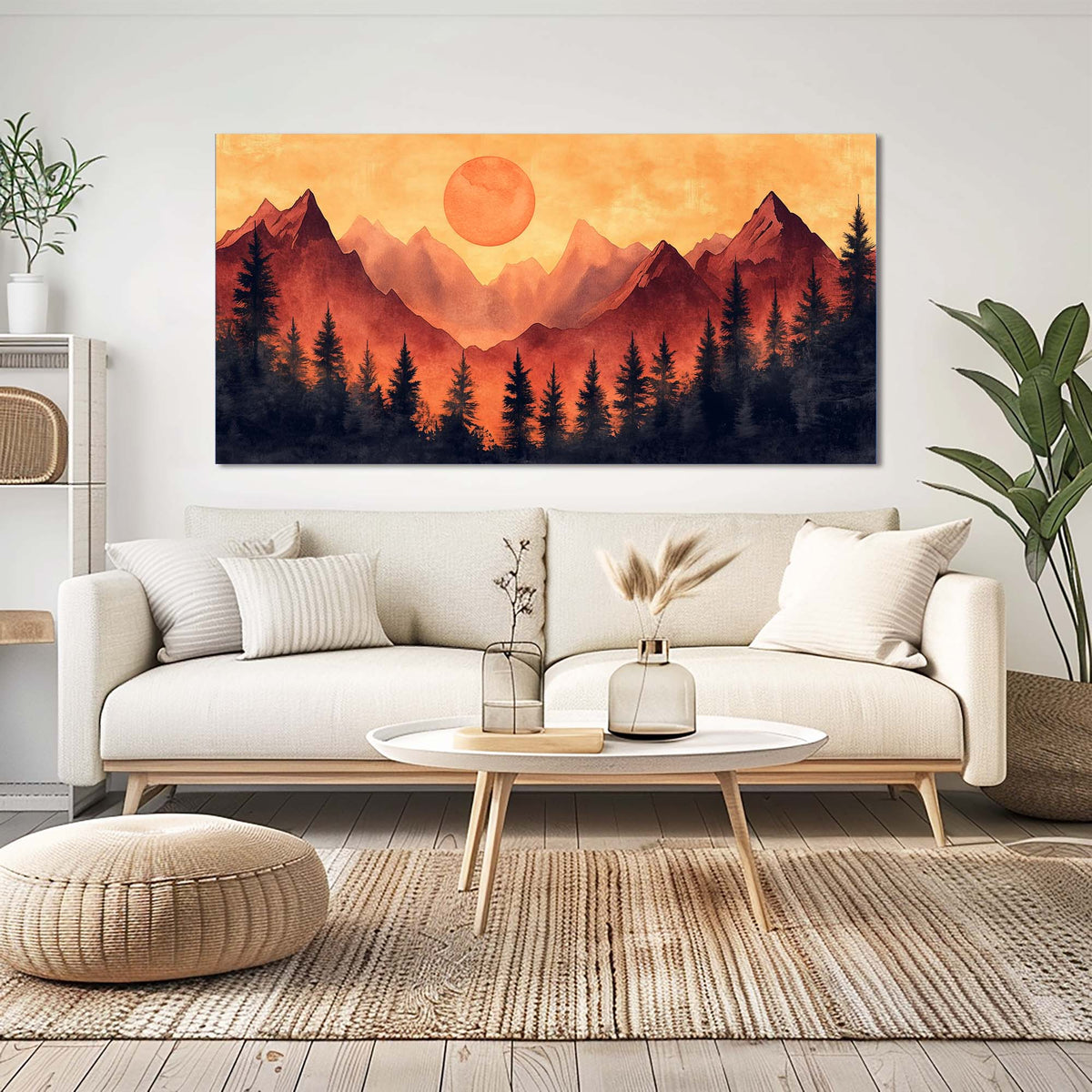 Red Mysterious Nature Wall Art for Living Room Canvas Painting Prints Artwork Family Bedroom Office Decor