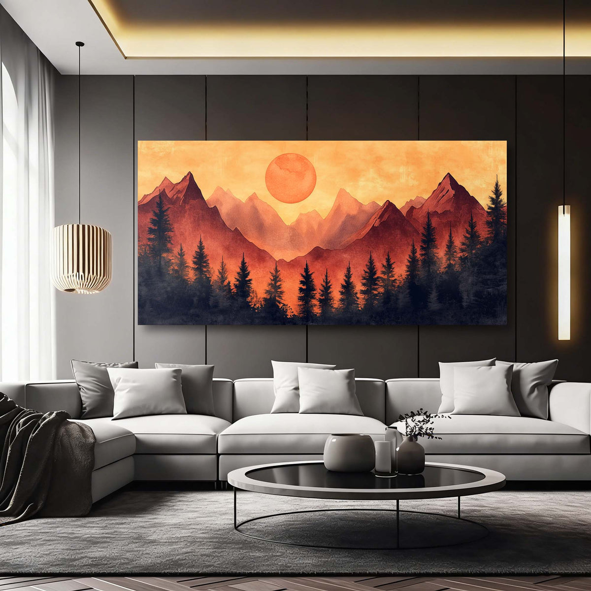 Red Mysterious Nature Wall Art for Living Room Canvas Painting Prints Artwork Family Bedroom Office Decor