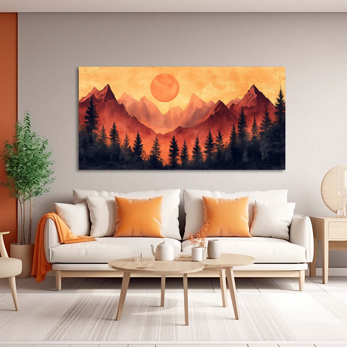 Red Mysterious Nature Wall Art for Living Room Canvas Painting Prints Artwork Family Bedroom Office Decor