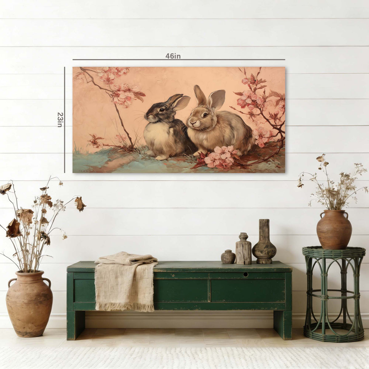 Navy Blue Floral Animals Canvas Wall Art for Living Room Prints Artwork Bedroom Office Decor