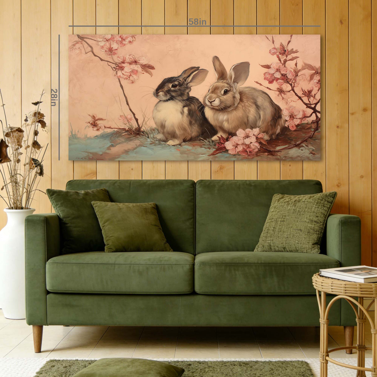 Navy Blue Floral Animals Canvas Wall Art for Living Room Prints Artwork Bedroom Office Decor