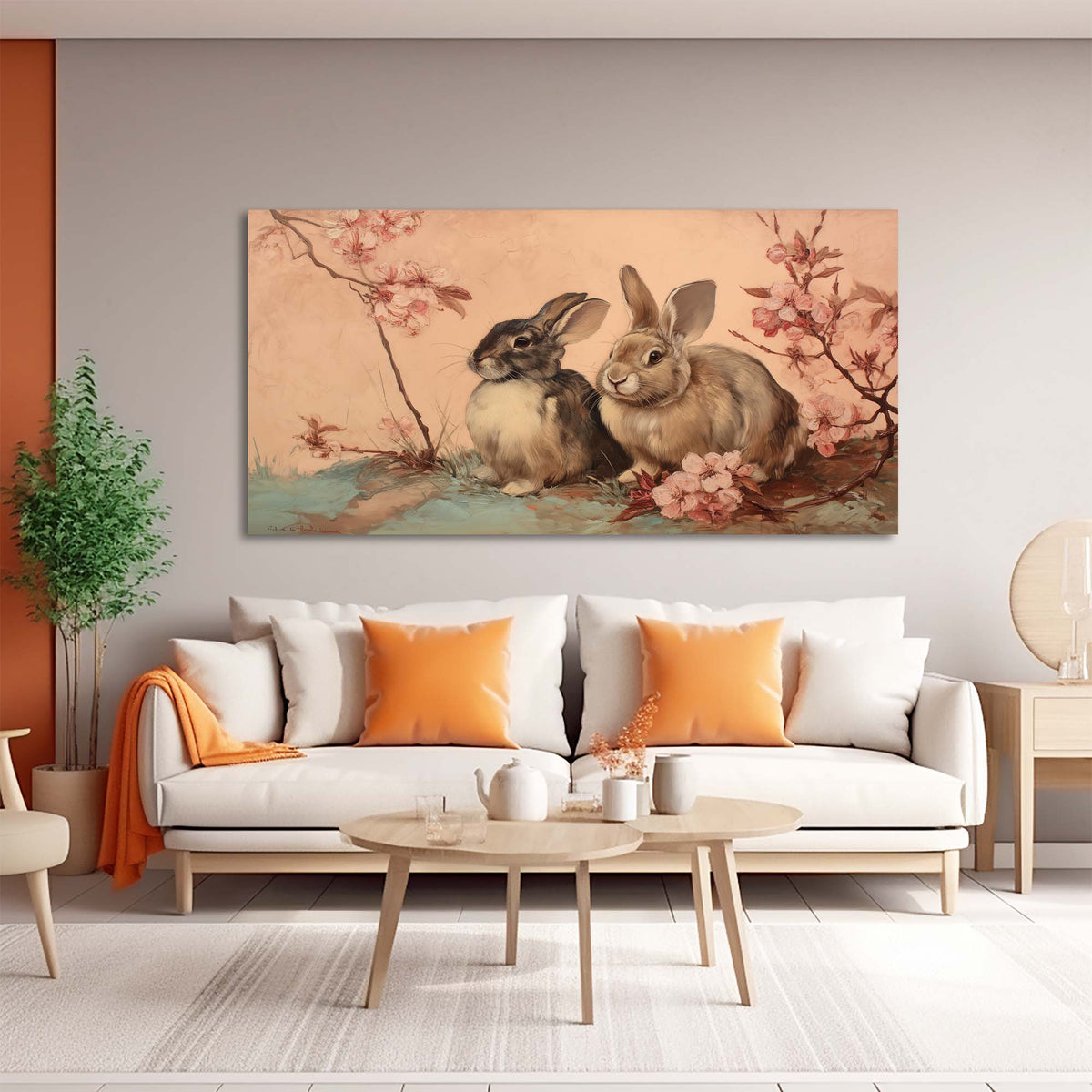 Navy Blue Floral Animals Canvas Wall Art for Living Room Prints Artwork Bedroom Office Decor