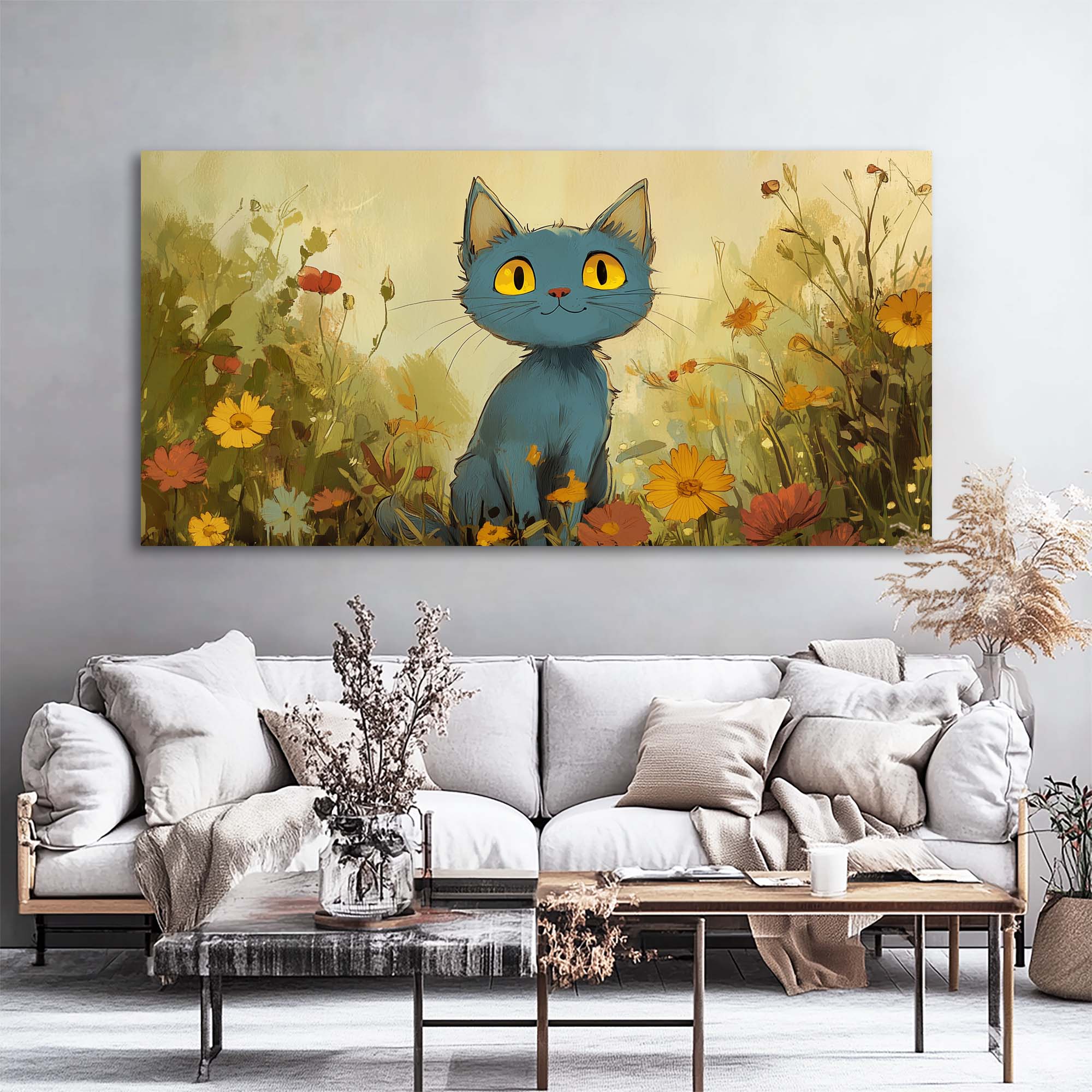 Blue Floral Wall Art Paintings Print Canvas Painting Prints Modern Artwork Office Living Room Over the Couch Bedroom Decor