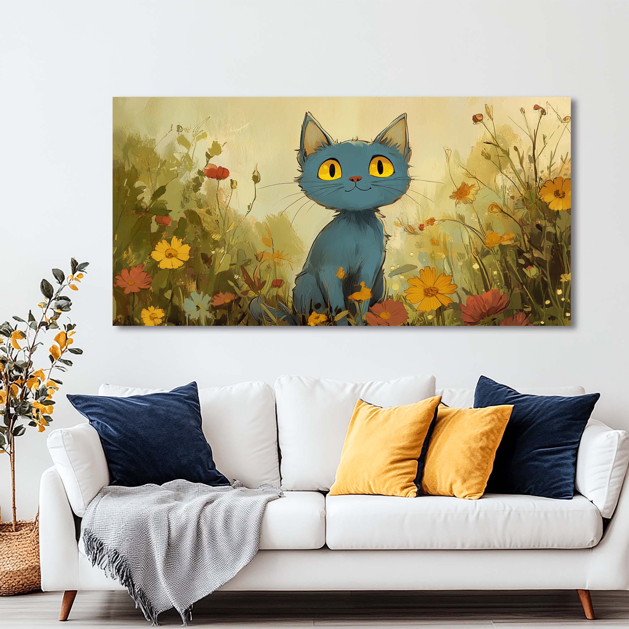 Blue Floral Wall Art Paintings Print Canvas Painting Prints Modern Artwork Office Living Room Over the Couch Bedroom Decor