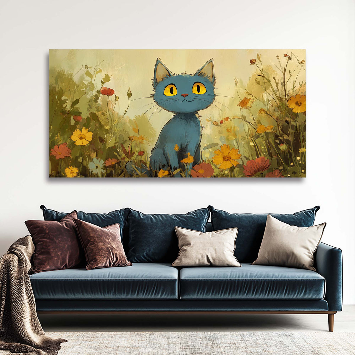 Blue Floral Wall Art Paintings Print Canvas Painting Prints Modern Artwork Office Living Room Over the Couch Bedroom Decor
