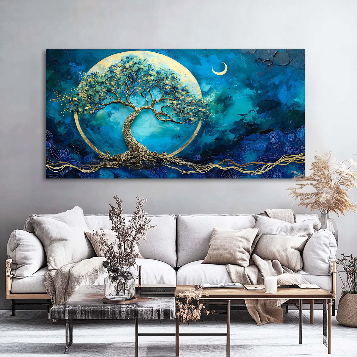 Blue Fairytale Wall Art for Living Room Canvas Painting Prints Art Deco Artwork Office Bedroom Decor