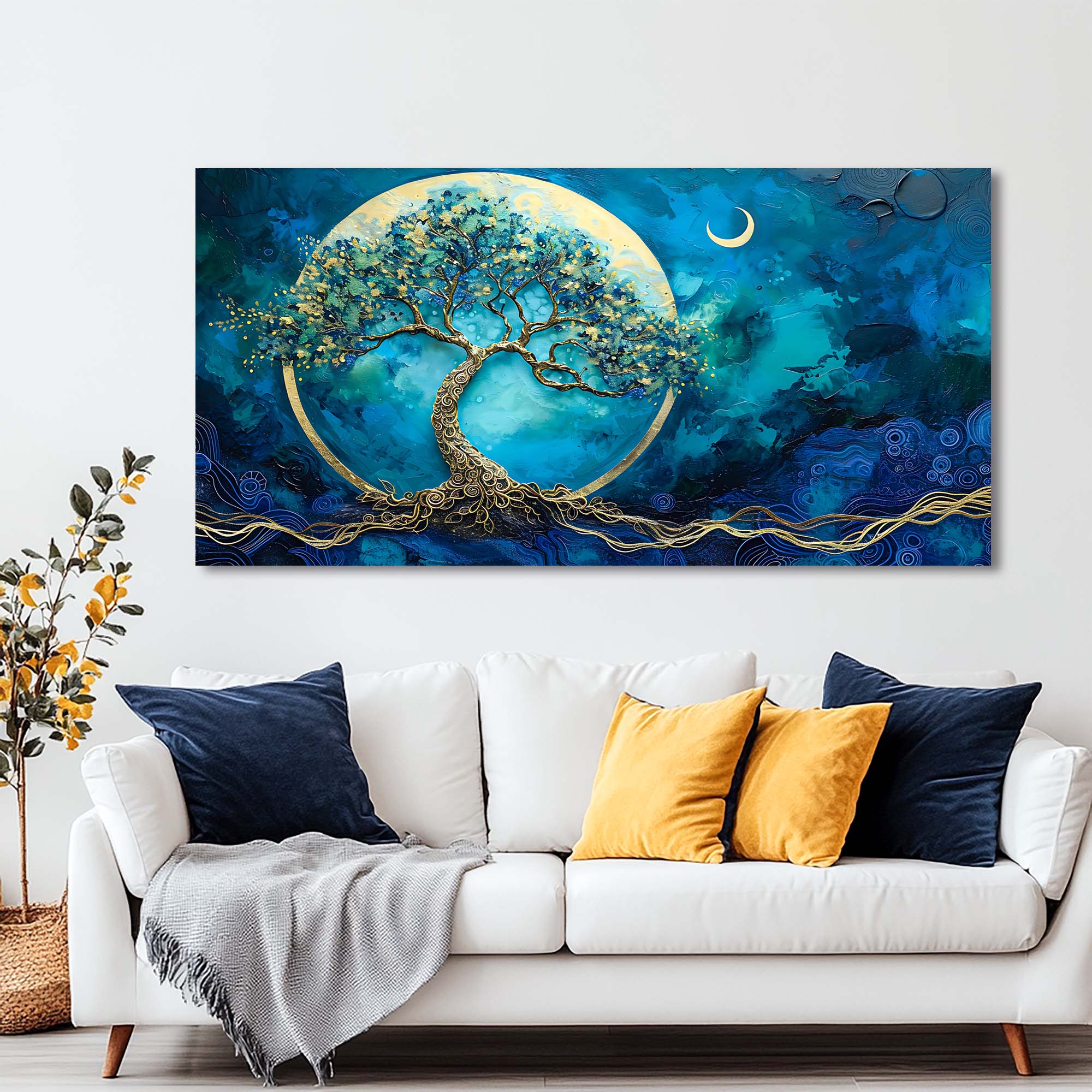 Blue Fairytale Wall Art for Living Room Canvas Painting Prints Art Deco Artwork Office Bedroom Decor
