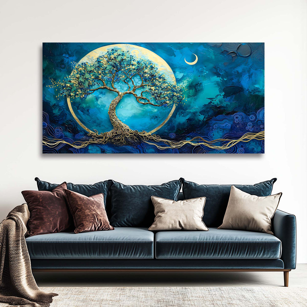 Blue Fairytale Wall Art for Living Room Canvas Painting Prints Art Deco Artwork Office Bedroom Decor