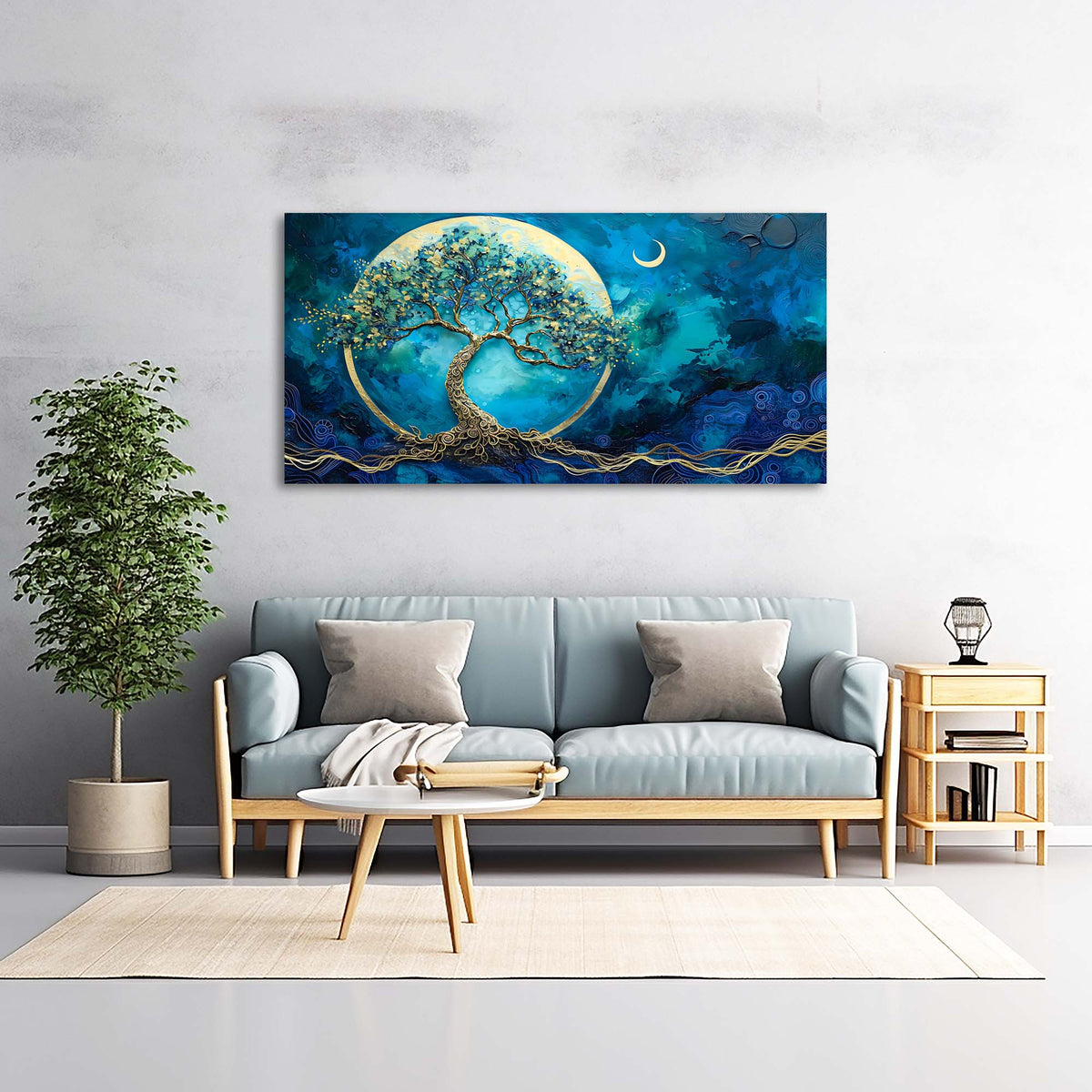 Blue Fairytale Wall Art for Living Room Canvas Painting Prints Art Deco Artwork Office Bedroom Decor