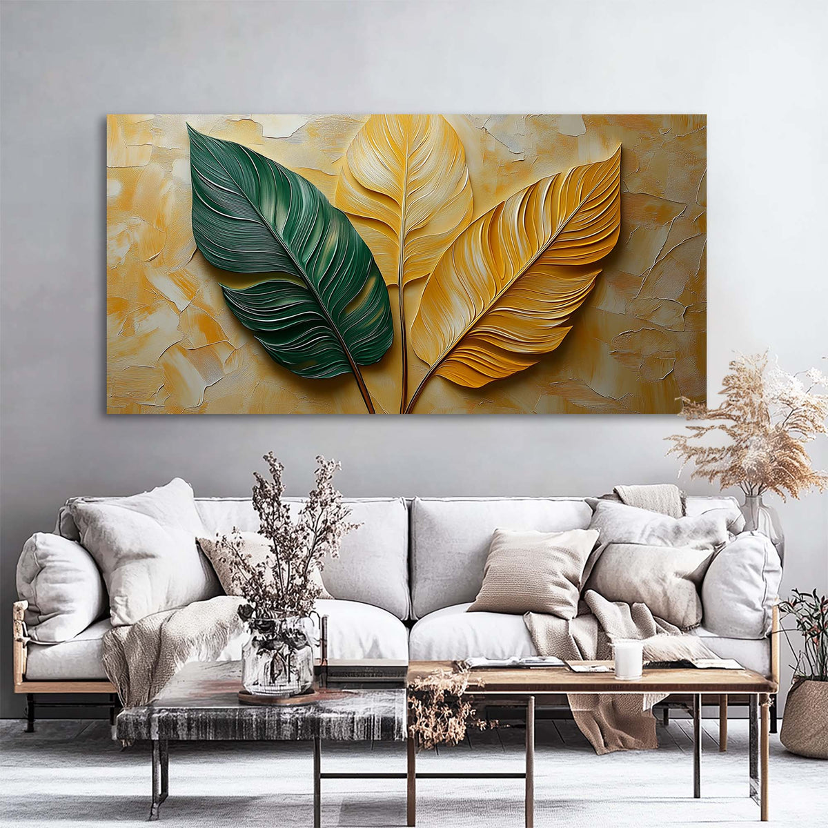 Yellow Tropical Floral Wall Art Modern Canvas Painting Prints Artwork Office Hallway Bedroom Living Room Decor