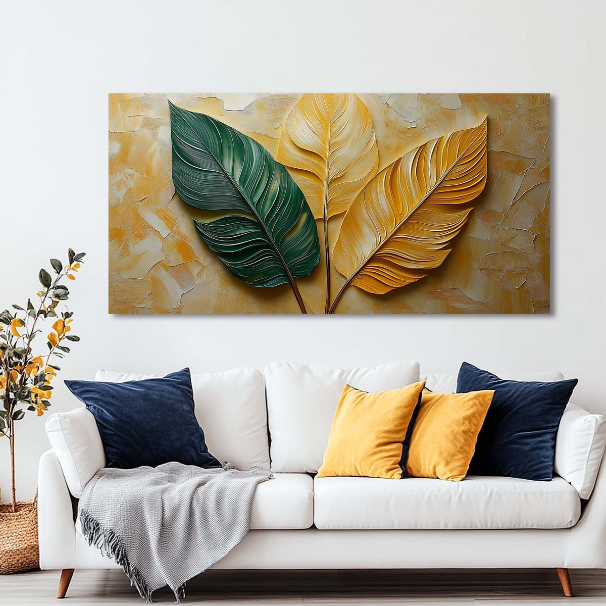 Yellow Tropical Floral Wall Art Modern Canvas Painting Prints Artwork Office Hallway Bedroom Living Room Decor