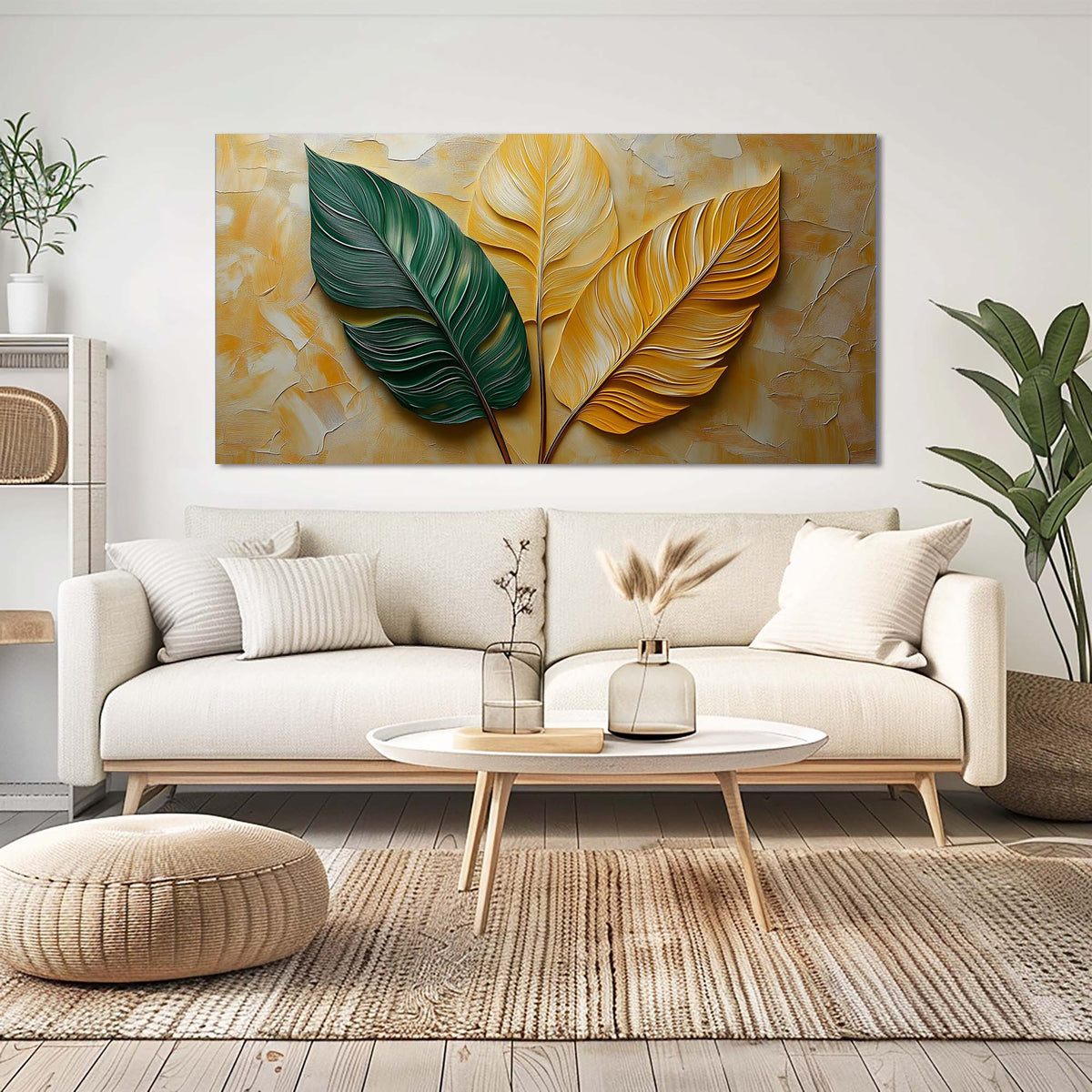 Yellow Tropical Floral Wall Art Modern Canvas Painting Prints Artwork Office Hallway Bedroom Living Room Decor