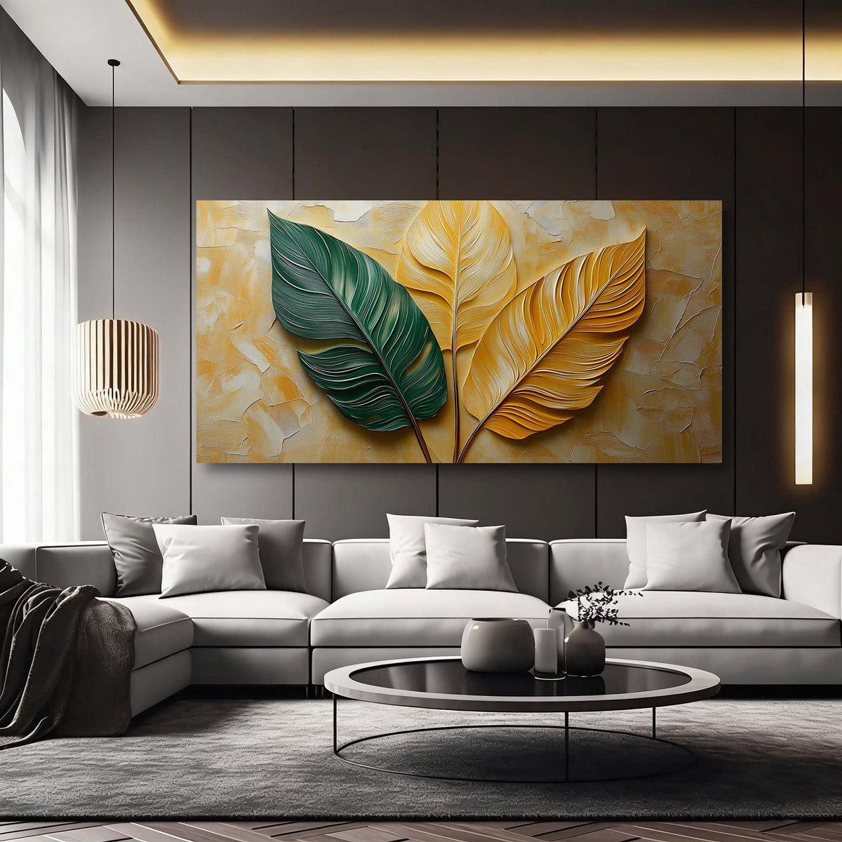 Yellow Tropical Floral Wall Art Modern Canvas Painting Prints Artwork Office Hallway Bedroom Living Room Decor