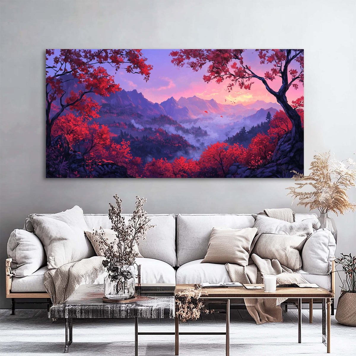 Red Fantasy Nature Wall Art Canvas Painting Prints Artwor Office Bedroom Living Room Decor