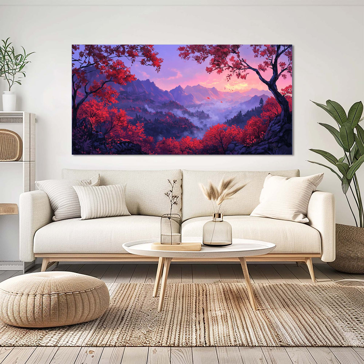 Red Fantasy Nature Wall Art Canvas Painting Prints Artwor Office Bedroom Living Room Decor