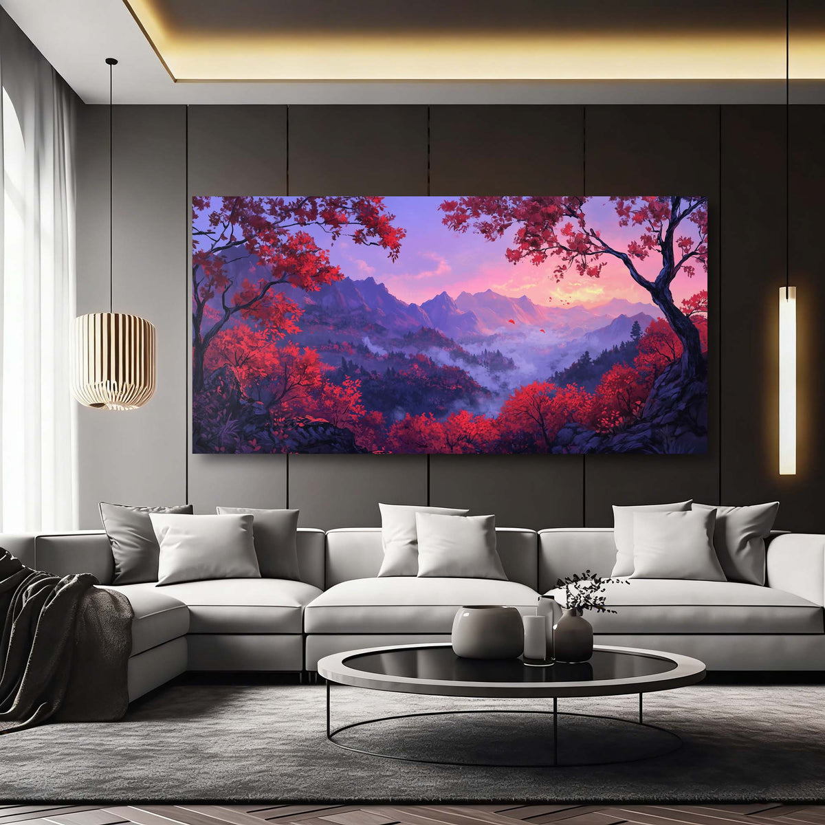 Red Fantasy Nature Wall Art Canvas Painting Prints Artwor Office Bedroom Living Room Decor
