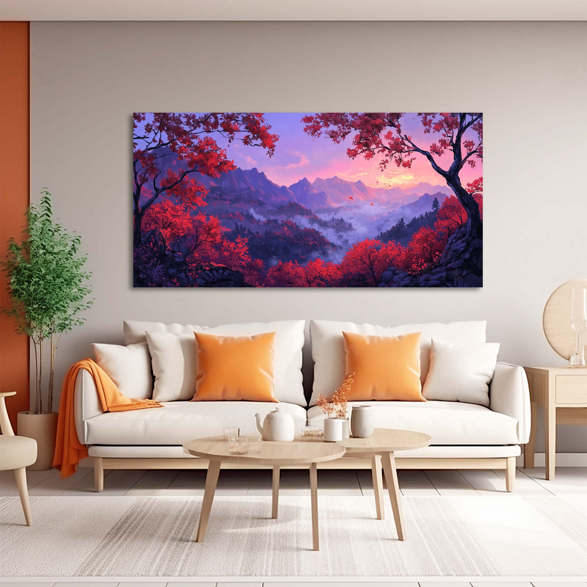 Red Fantasy Nature Wall Art Canvas Painting Prints Artwor Office Bedroom Living Room Decor