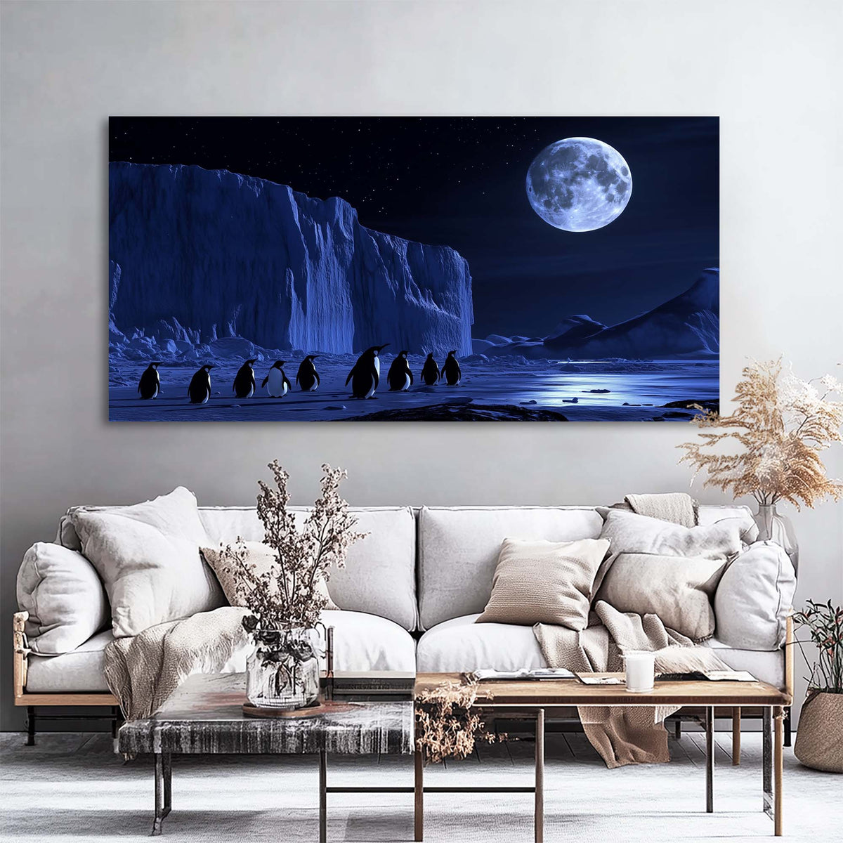 Navy Blue Mysterious Animals Wall Art Modern Canvas Painting Prints Artwork Office Hallway Bedroom Living Room Decor