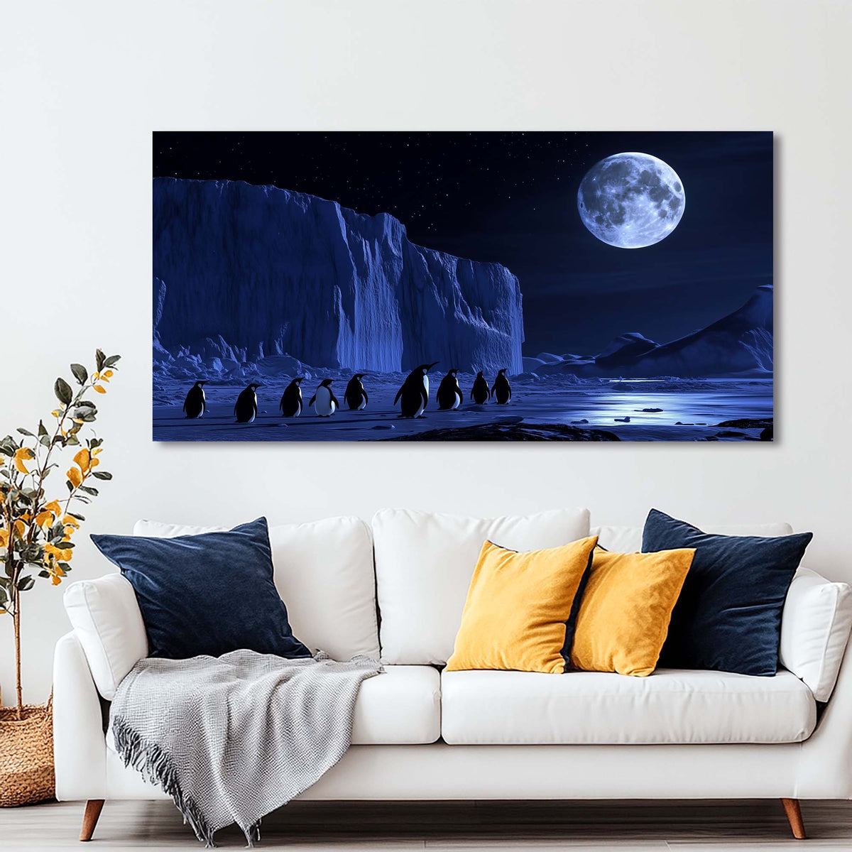 Navy Blue Mysterious Animals Wall Art Modern Canvas Painting Prints Artwork Office Hallway Bedroom Living Room Decor