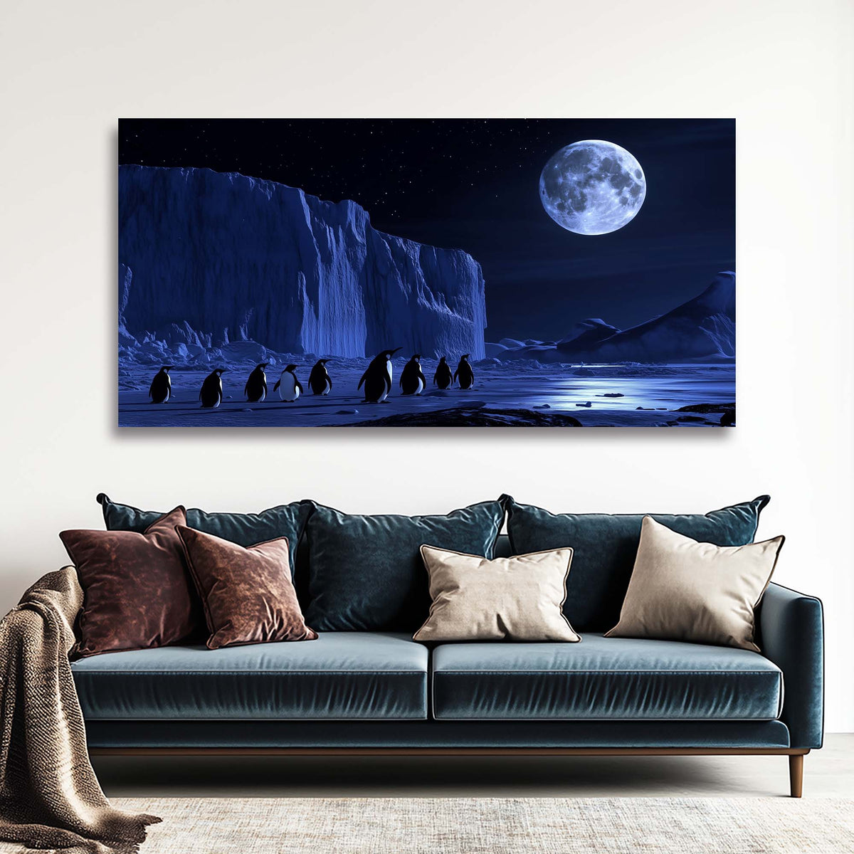 Navy Blue Mysterious Animals Wall Art Modern Canvas Painting Prints Artwork Office Hallway Bedroom Living Room Decor