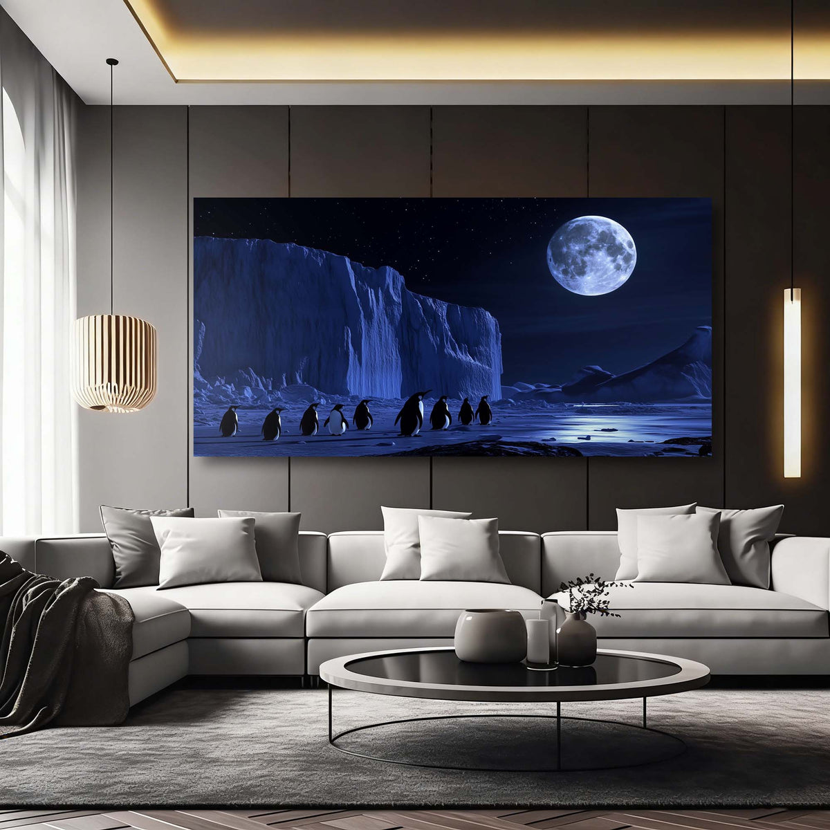 Navy Blue Mysterious Animals Wall Art Modern Canvas Painting Prints Artwork Office Hallway Bedroom Living Room Decor
