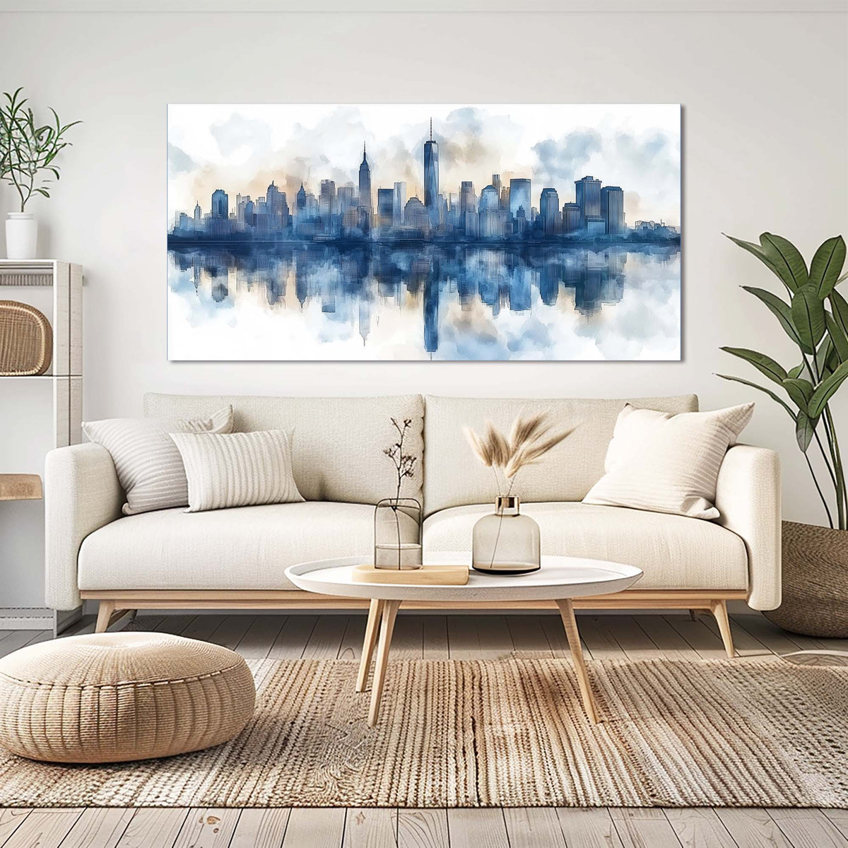 Navy Blue Urban Abstract Wall Art Modern Canvas Painting Prints Artwork Office Hallway Bedroom Living Room Decor