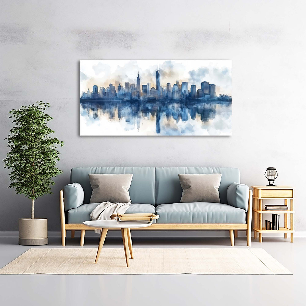 Navy Blue Urban Abstract Wall Art Modern Canvas Painting Prints Artwork Office Hallway Bedroom Living Room Decor