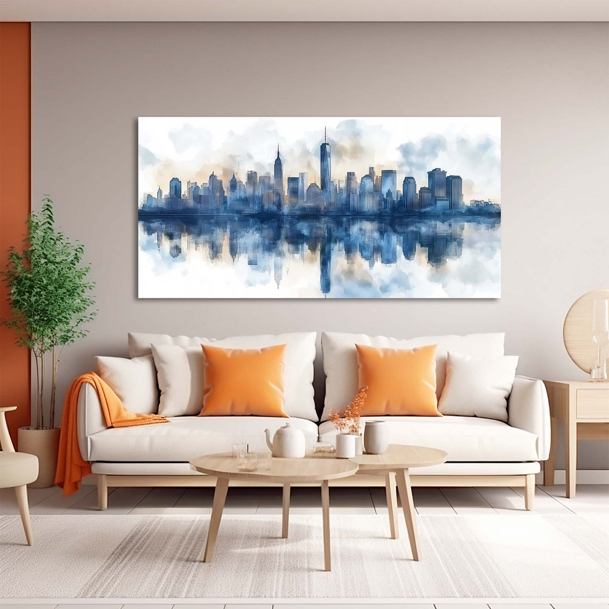 Navy Blue Urban Abstract Wall Art Modern Canvas Painting Prints Artwork Office Hallway Bedroom Living Room Decor