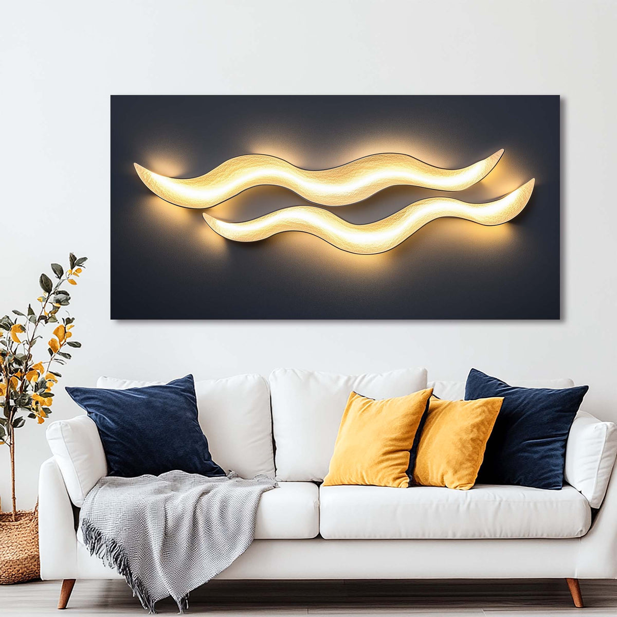 Blue Black and White Abstract Wall Art Modern Canvas Painting Prints Artwork Office Hallway Bedroom Living Room Decor