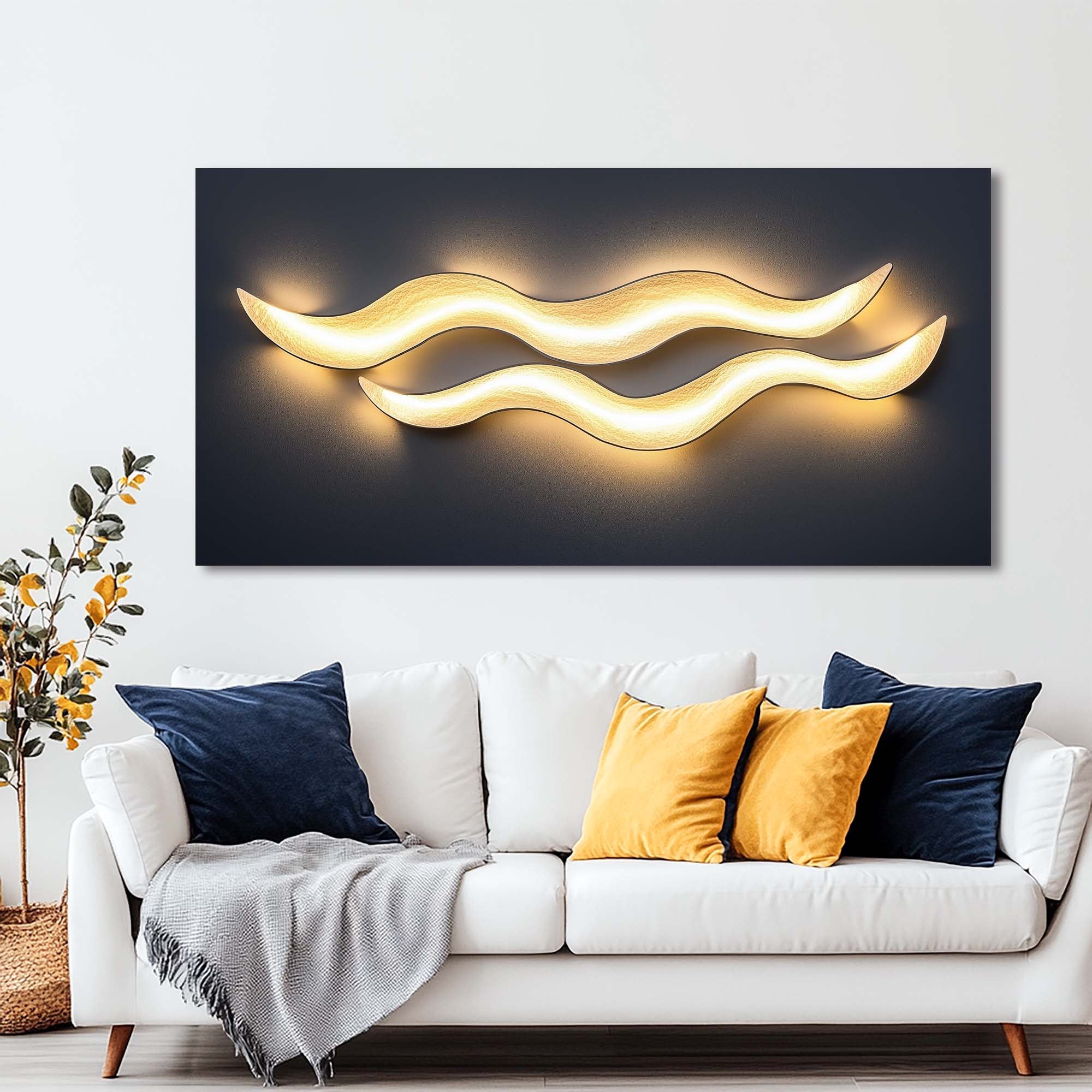 Blue Black and White Abstract Wall Art Modern Canvas Painting Prints Artwork Office Hallway Bedroom Living Room Decor