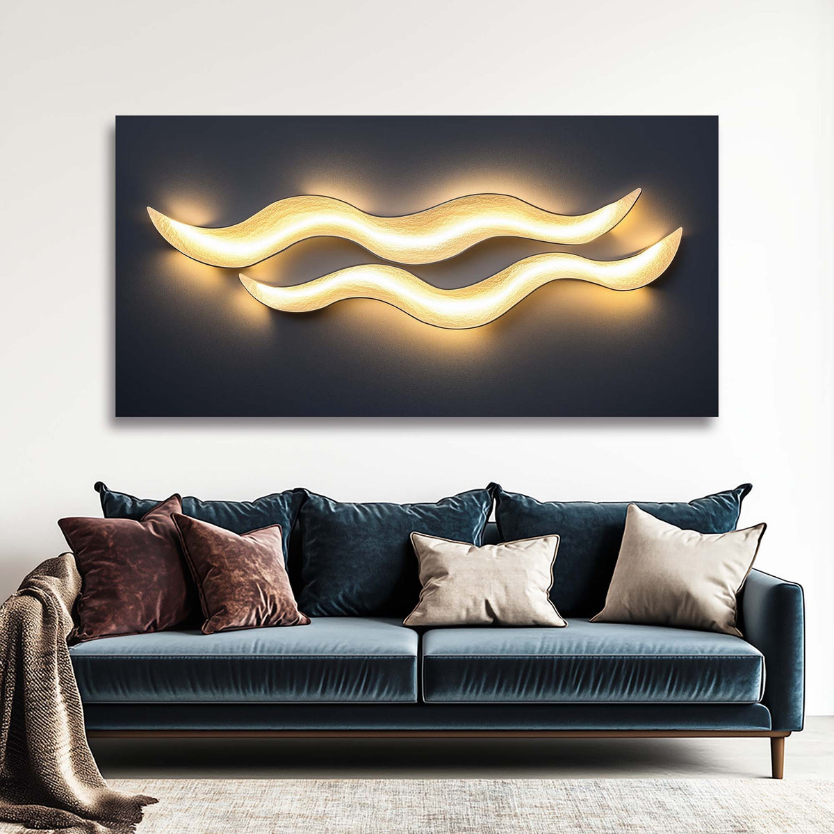 Blue Black and White Abstract Wall Art Modern Canvas Painting Prints Artwork Office Hallway Bedroom Living Room Decor