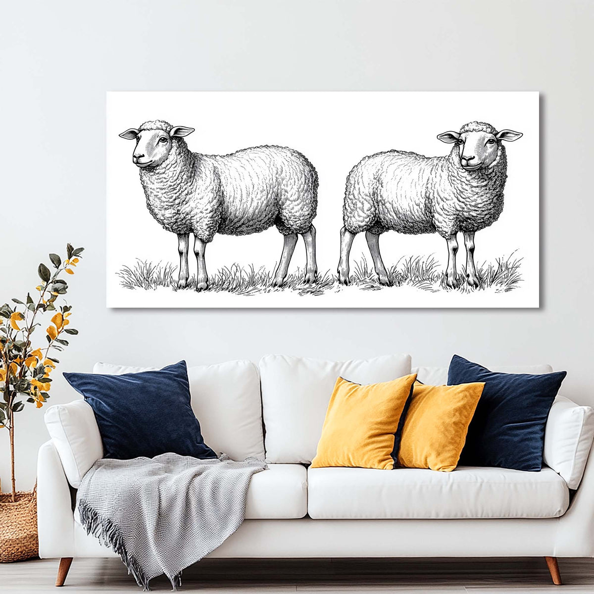 Khaki Black and White Animals Wall Art Art Deco Painting Prints Canvas Artwork Living Room Family Bedroom Office Decor