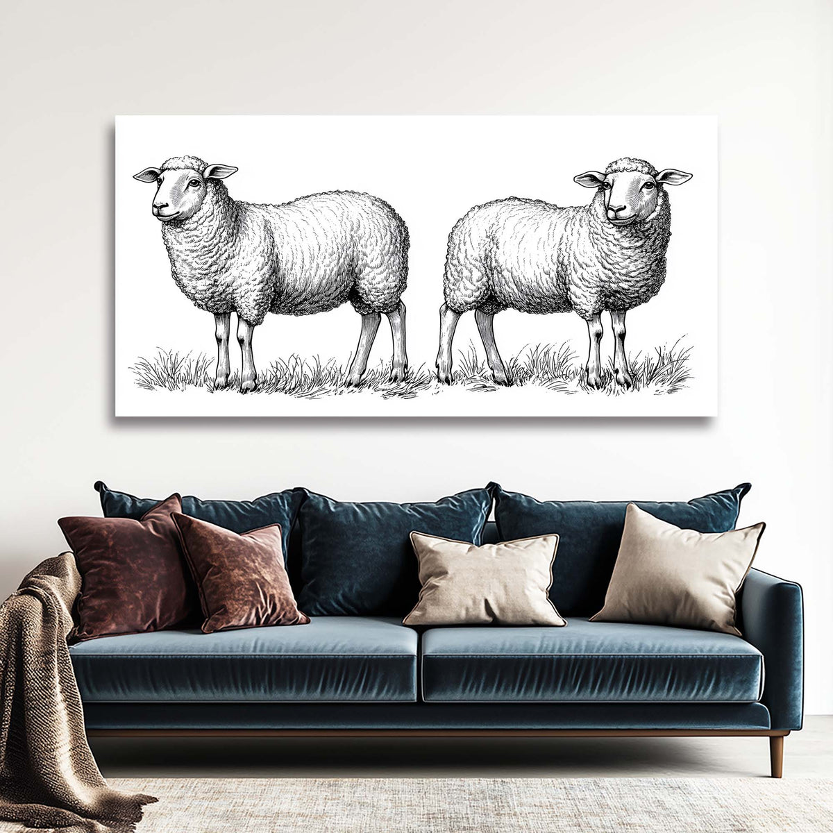 Khaki Black and White Animals Wall Art Art Deco Painting Prints Canvas Artwork Living Room Family Bedroom Office Decor