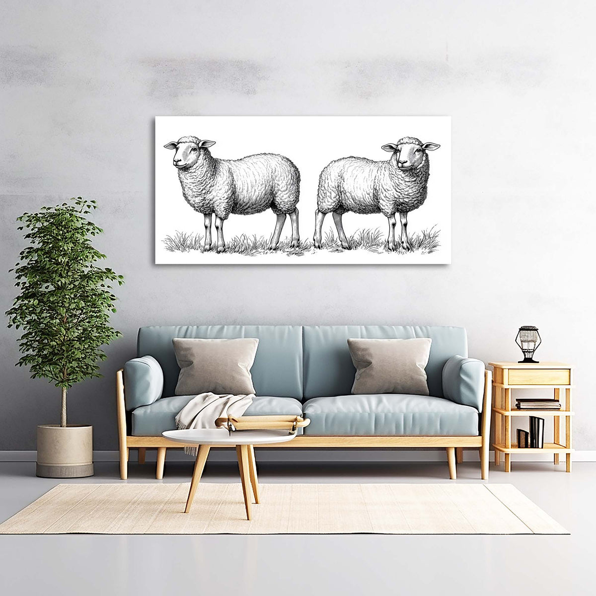 Khaki Black and White Animals Wall Art Art Deco Painting Prints Canvas Artwork Living Room Family Bedroom Office Decor