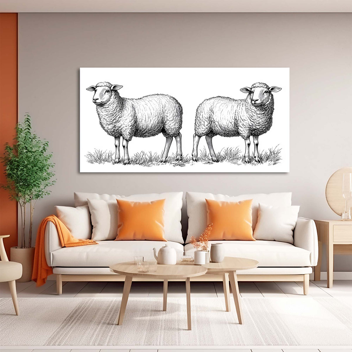 Khaki Black and White Animals Wall Art Art Deco Painting Prints Canvas Artwork Living Room Family Bedroom Office Decor