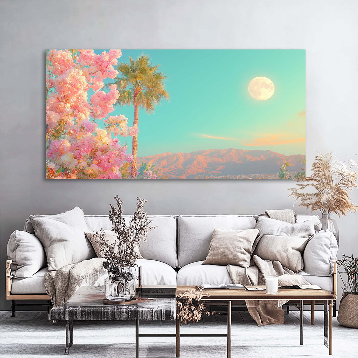 Pink Tropical Floral Wall Art Art Deco Painting Prints Canvas Artwork Living Room Family Bedroom Office Decor