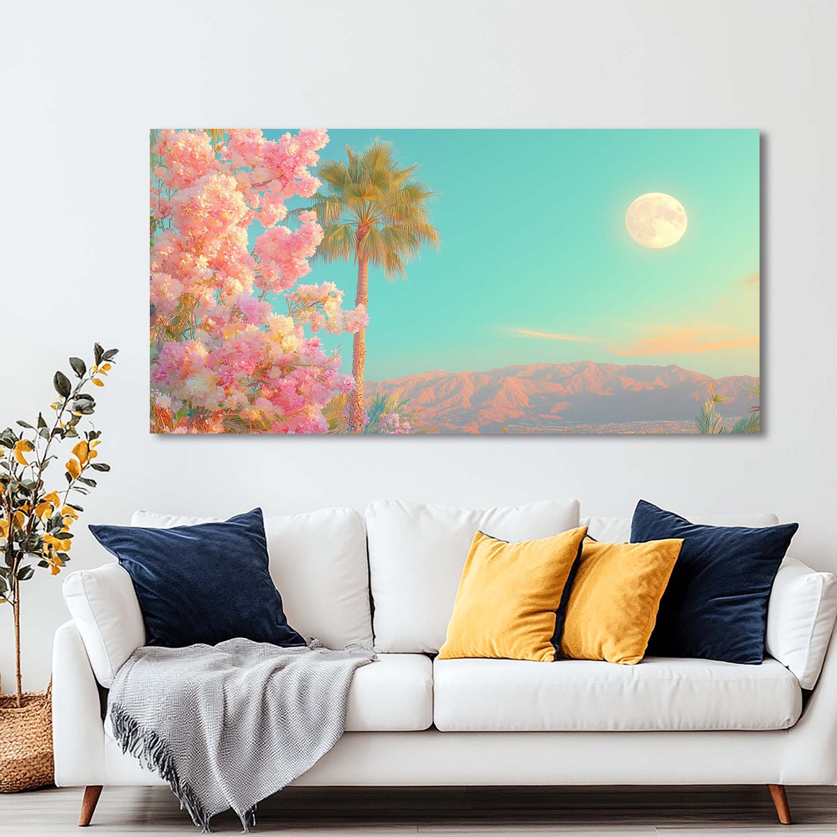 Pink Tropical Floral Wall Art Art Deco Painting Prints Canvas Artwork Living Room Family Bedroom Office Decor