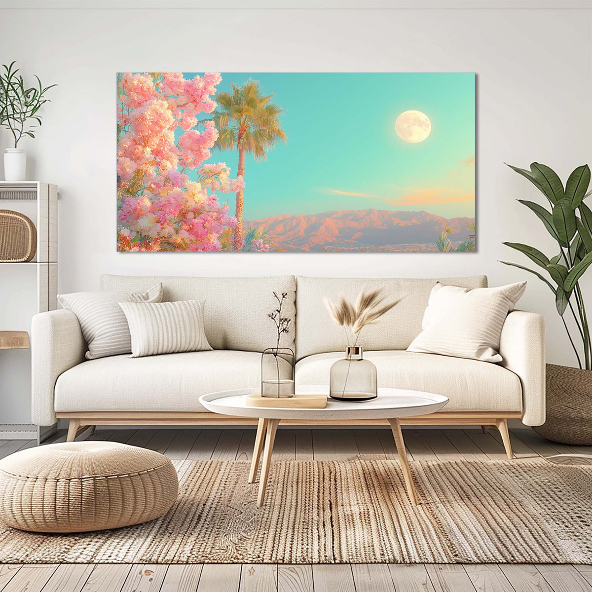 Pink Tropical Floral Wall Art Art Deco Painting Prints Canvas Artwork Living Room Family Bedroom Office Decor