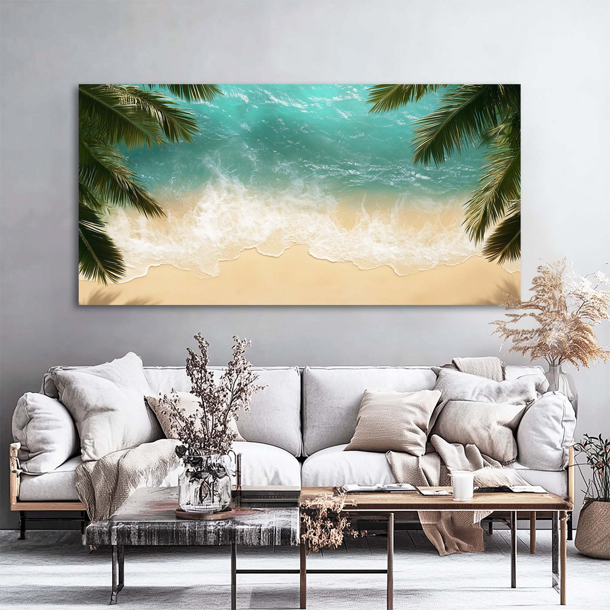 Blue Tropical Nature Wall Art Art Deco Painting Prints Canvas Artwork Living Room Family Bedroom Office Decor
