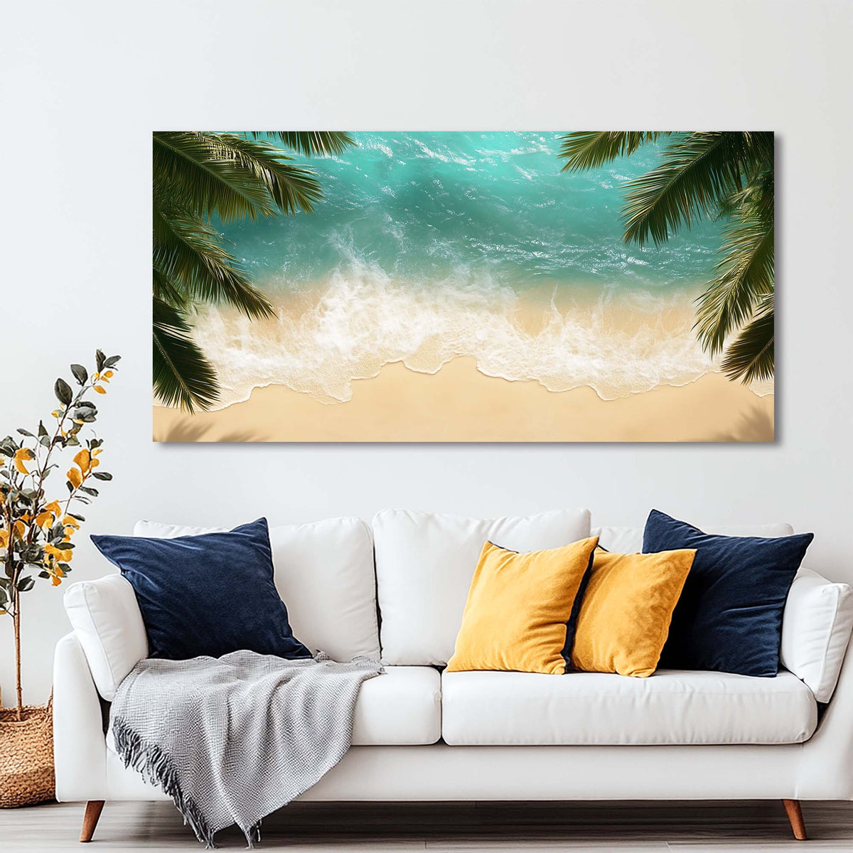 Blue Tropical Nature Wall Art Art Deco Painting Prints Canvas Artwork Living Room Family Bedroom Office Decor