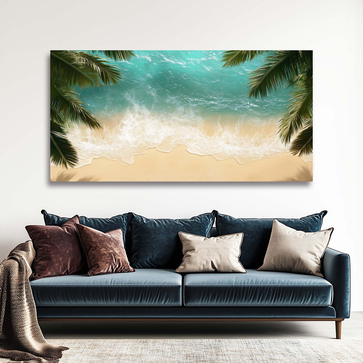 Blue Tropical Nature Wall Art Art Deco Painting Prints Canvas Artwork Living Room Family Bedroom Office Decor